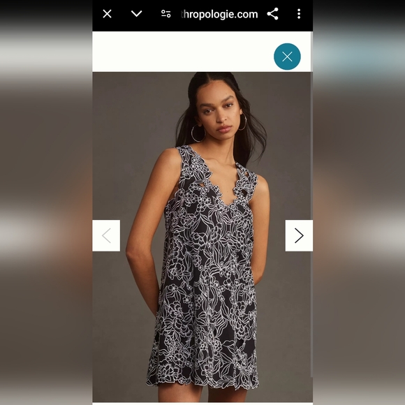 Anthropologie V-Neck Floral Sleeveless Shift Dress XXS Nwot - Picture 3 of 9